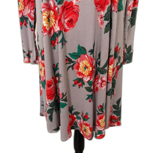 Matilda Jane Say I'm a Dreamer Floral Swing Dress Gray Long Sleeve Size Large - Picture 3 of 6